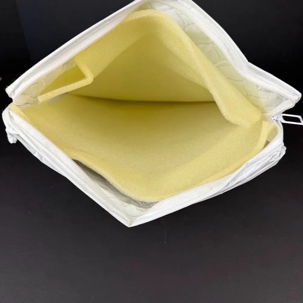 6 Piece Set White Quilted Vinyl Dinnerware/Dish/China Zippered Storage Cases